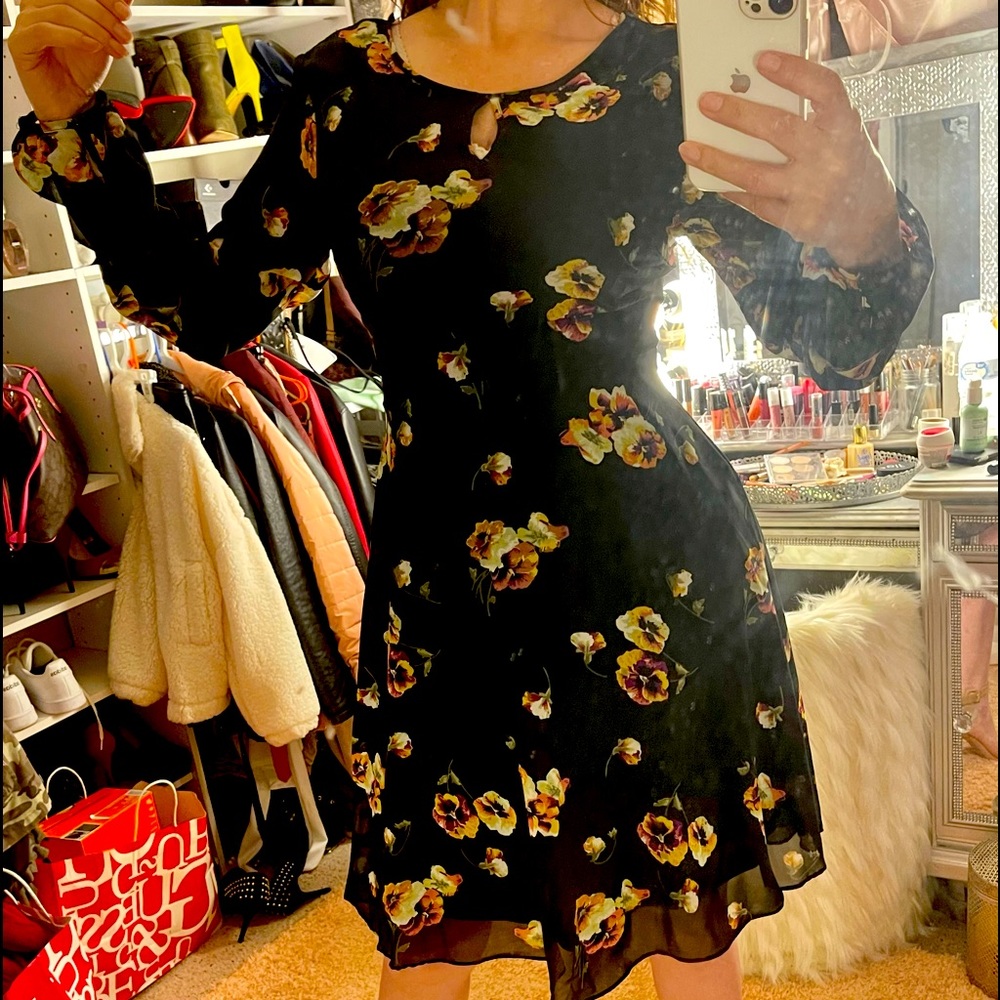 Floral print long sleeve dress